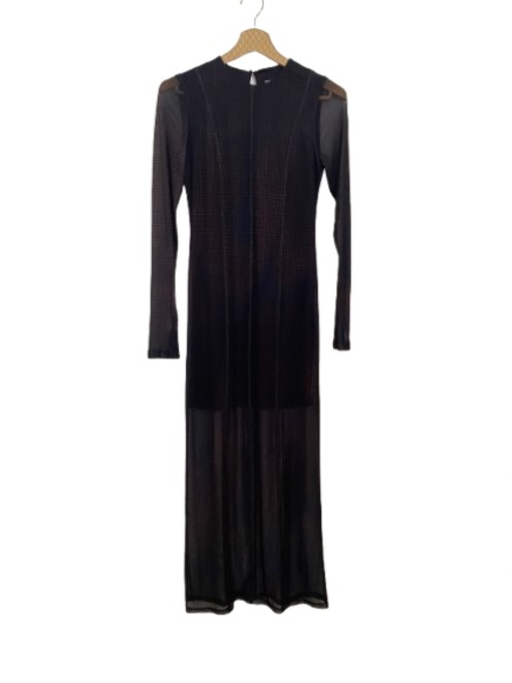 Zara Black Sheer Long Sleeve Maxi Dress with Thumbholes - Size M